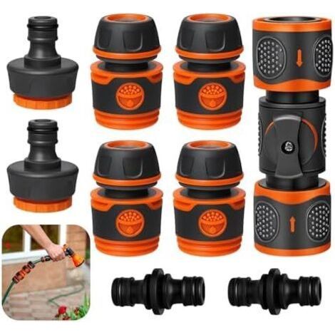 9 PCS Raccord Tuyau d'Arrosage 13mm (1/2"), Connecteur Arrosage, Prévention des Fuites Rapide, Adaptateur pour Jardin, Fuites, Irrigation et Rallonge de - (1/5)
