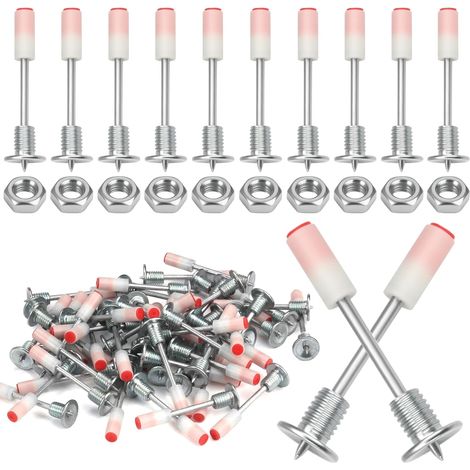 50 Pièces Clou pour Pistolet a Clou Manuel,Clou pour Cloueur Beton Contient 50 écrous M8, 7,3 mm Mini Clous Ronds en Acier pour Pistolet à Clous Manuel,Pour Murale en Béton et Plafond de Réparation
