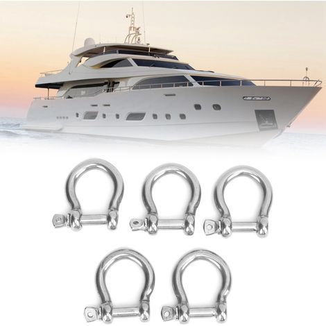 5 pièces Manille en Acier Inoxydable Anneau en D Résistant à la Corrosion pour Randonnée Camping Sports Extérieurs M10 320kg (1/5)