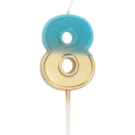 Folat 24228 Candele Retro numero 8 Blu-Decorazioni Torta adatto Feste di Compleanno, Anniversario, Matrimonio, Baby Shower, 5 cm