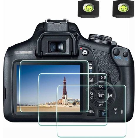 Protector de pantalla para Canon EOS 2000D, 1300D y 1200D con funda para zapata, protector de pantalla de vidrio templado 2000D con dureza 9H - Paquete de 3 (1/5)