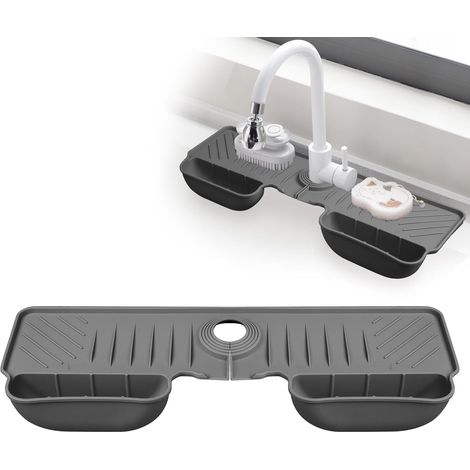 Protection d’evier en silicone anti eclaboussures tapis de drainage pour robinet porte eponge organiseur de cuisine pratique (1/5)