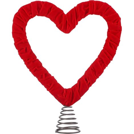 Ornement de cime Sapin en Forme de cœur Accessoires festifs en Velours cœur  Topper rouge sur votre sapin Idéal pour la maison les fêtes la table femmes hommes mur le mariage les vacanc (1/5)