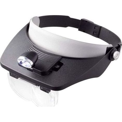 Loupe frontale avec éclairage LED Grossissement: 1.2 x, 1.8 x, 2.5 x, 3.5 x Lentille: (L x l) 102 (1/5)