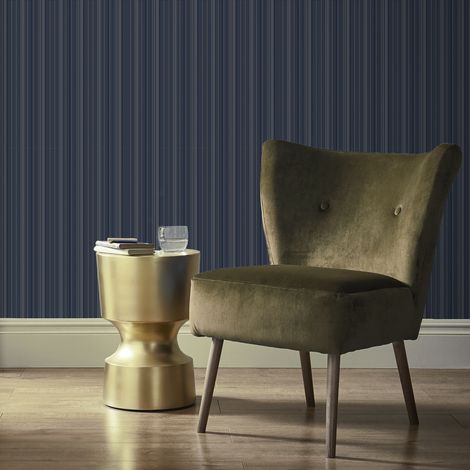 Papier peint intissé Rayures Camille 1005 x 52cm Bleu (1/5)