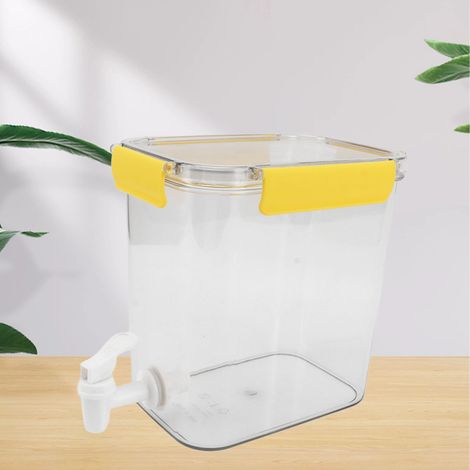 Carafe à eau froide de 3,5 L avec robinet, idéale pour les jus de fruits, le thé, les boissons, les glaçons au citron, l'eau froide et l'infusion à froid (jaune) (1/5)