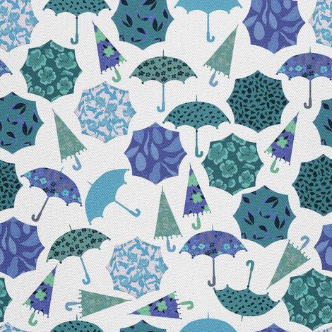 Telas decorativas para exteriores Oxford - motivos de sombrillas azules (1/5)