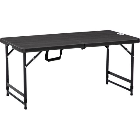Mesa de jardín rectangular plegable mesa de comedor exterior para 4 personas con altura ajustable y marco de acero 118x60x56-74 cm gris oscuro (1/5)