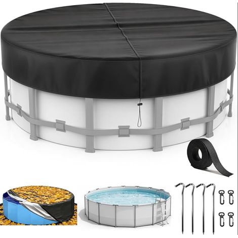 Bache Piscine Ø 304,Bassins 260-302cm,Couverture Piscine avec Cordon Serrage et Ancrages Terrestres,Bâche Protection Piscine,Protection UV,Antipoussière,Piscines Hors-Sol et Trampolines (1/5)