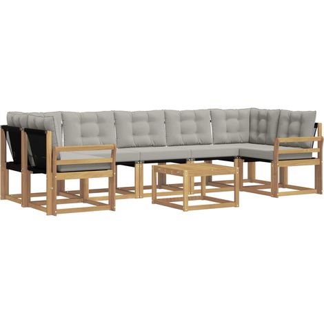 Ensemble de canapés d'extérieur 8 pcs Blanc et gris clair vidaXL