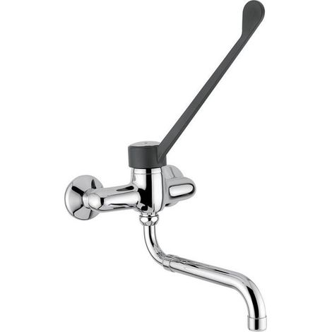 Wandmontierte Spültischarmatur mit klinischem Hebel aus Messing in Chromoptik – Idral 09488 (1/5)