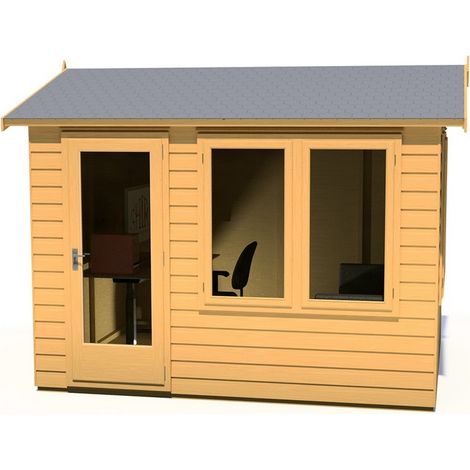 Melrose 10 x 8 Feet Single Door Garden Office - OSB/MDF - L260.4 x W332.8 x H250.5 cm