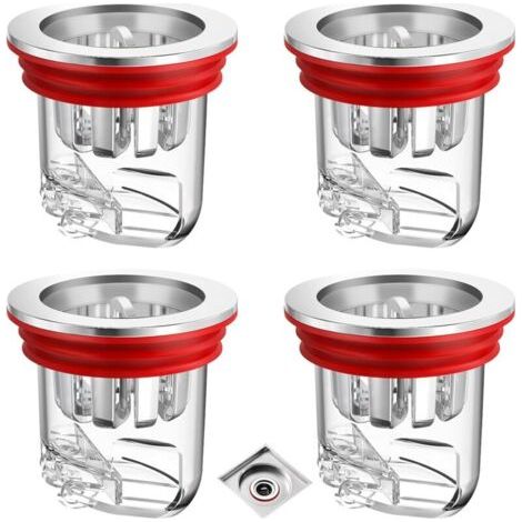 BUNTHAUS 4 Pièces Clapet Anti Odeur, Transparent Anti-Odeur Drain de Sol Douche pour Machine à Laver, Trous de Drainage, Salles de Bains et Cuisines (1/4)