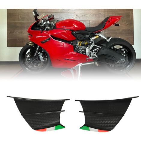 Modification moto : aileron, diffuseur latéral, garde-boue adaptés aux Yamaha R1 R3 R25 (couleur italienne), texture fibre de carbone mate. (1/5)