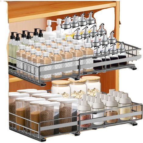 Organizador de cajones, dimensiones ajustables, instalación sin herramientas, 2 niveles. (1/5)