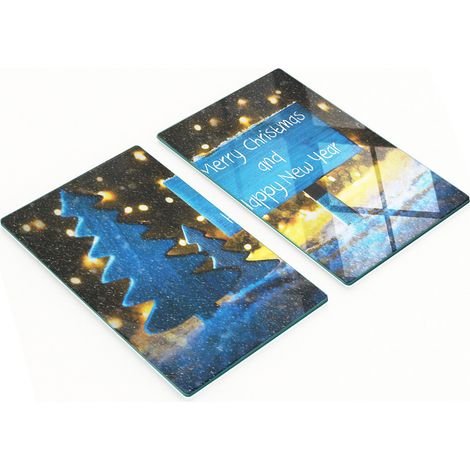 Tablas de cortar decorativas de vidrio templado Feliz Navidad 2x30x52 cm