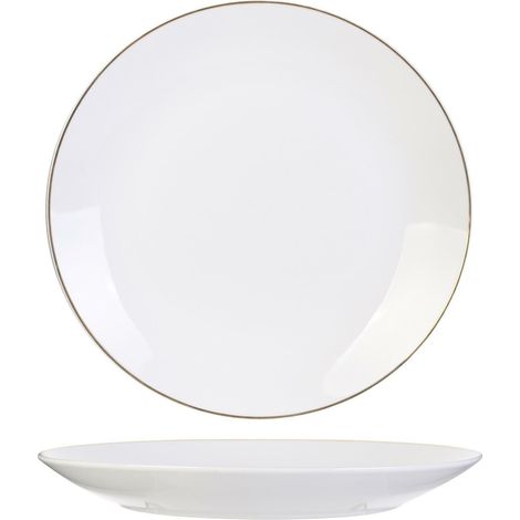 Assiette plate White Pearl Gold 27 cm à rayures dorées (1/5)
