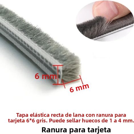 Grigio-bianco - 6x6, guarnizione per porte e finestre scorrevoli con fessura per scheda, 10 metri/rotolo, copertura di ventilazione a spazzola con barriera d'aria, adatta per alluminio (1/5)