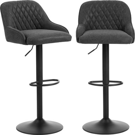 HOMCOM Bar Stools Set of 2 Adjustable Swivel Counter Height Black (1/5)