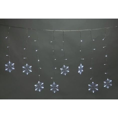 Tenda Luci Natalizie Con Fiocchi 120 LED Bianco Freddo mt 3 x 0,95 h