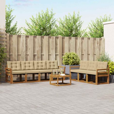 vidaXL Outdoor-Sofagarnitur mit Kissen 8 pcs Natur und Beige (1/5)