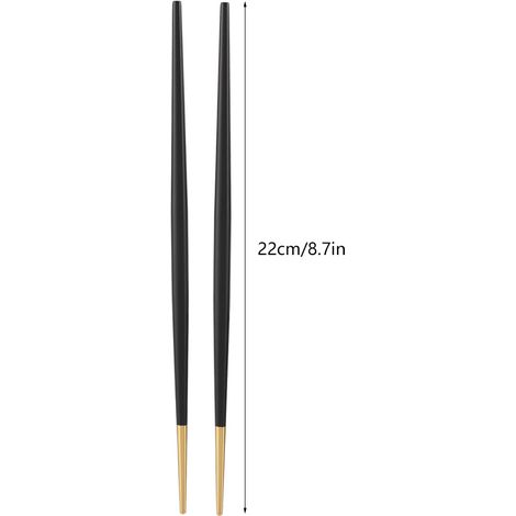 Baguettes japonaises à sushi dorées en acier inoxydable 304 (noir) (1/4)