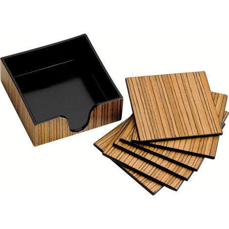 Premier Housewares Plastic and Wood Veneer Coasters - Set of 6