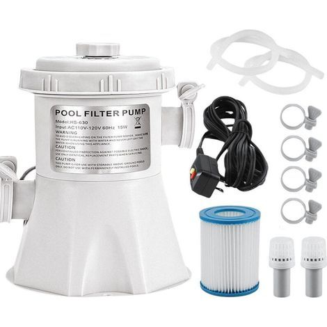Pool Filtration Pump – 300 GPH Flow Rate, Fast Cycling and Micro-Debris Filtration, Cartridge Pool Filtration Pump System – Keeps Water Clean and Clear – Blue