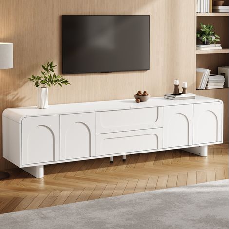 Mobile TV 180 x 40 x 46 cm con 4 ante e 2 cassetti bianco HAVRYA (1/5)