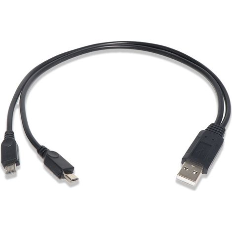 A USB male 1 to 2 to micro USB splitter for charging two Android phones. (1/5)