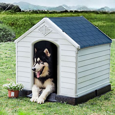 Dog kennel dog house dog cave with raised floor blue and white (1/5)