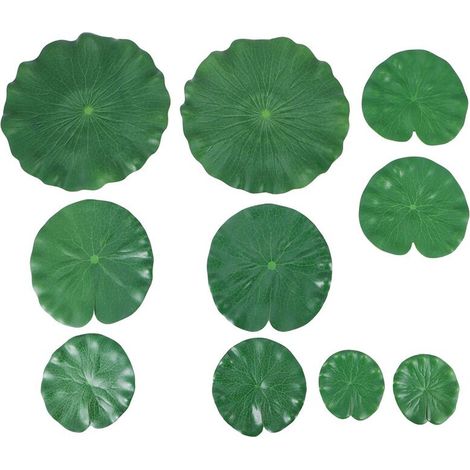 10 PièCes 5 Sortes Mousse Artificielle Flottante Feuilles de Lotus Feuilles de Lys Tampons Feuillage Artificiel éTang DéCor pour Piscine Aquarium (1/4)
