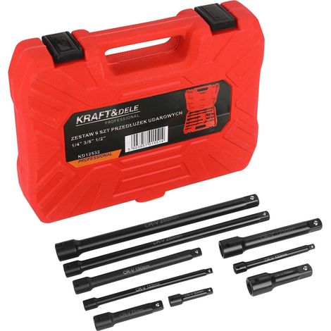 Juego de extensiones de impacto de 9 piezas de 1/4", 3/8" y 1/2" KD12532 (1/5)