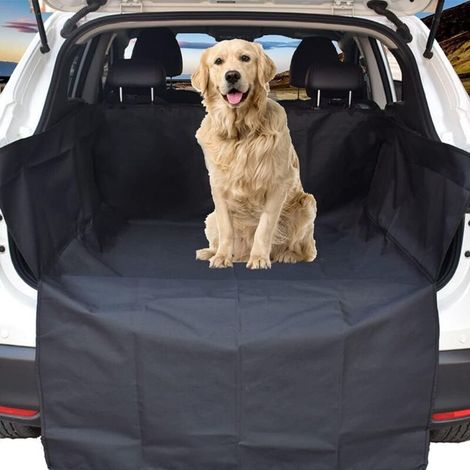 Tapis de coffre de voiture universel étanche avec rabat pare-chocs, compatible avec voitures, 4x4, breaks, camions, hayon, SUV (long, noir)-Fei Yu