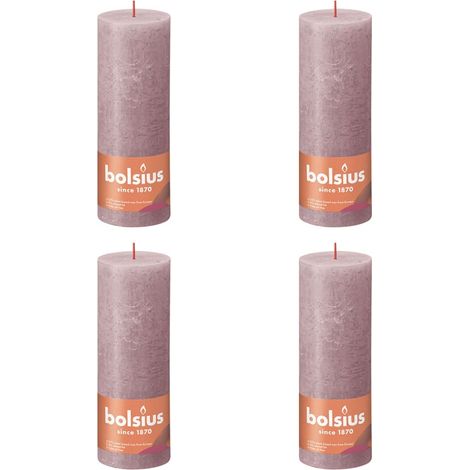 Bolsius Velas pilar rústicas Shine 4 uds 190x68 mm Rosa ceniza (1/2)
