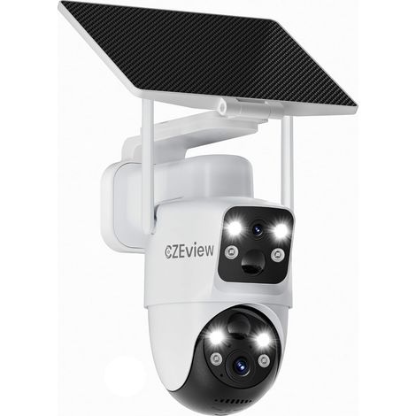 4MP Caméra Surveillance WiFi Exterieure sans Fil Solaire, 360° Double Objectif, Détection Mouvement Double PIR, 2.4GHz WLAN Caméra Connectée, Alarme Lumineuse/Sonore (1/5)