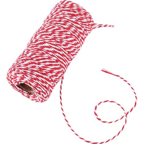 100 m de ficelle de coton bicolore faite main (rouge et blanc) (1/5)