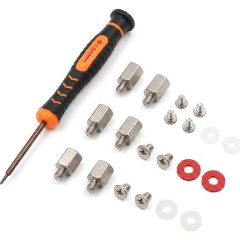 M.2 SSD Screws, 19-Piece Set of Mounting Screws and Spacers, NVMe PC Motherboard Screw Kit, Screwdriver Included, Suitable for ASUS, MSI, and Gigabyte Motherboards (1/5)