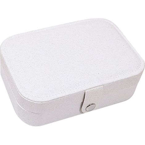 Portagioie, scatola per riporre gioielli, portagioie doppio in flanella PU per orecchini e anelli, portagioie portatile (bianco) (1/5)