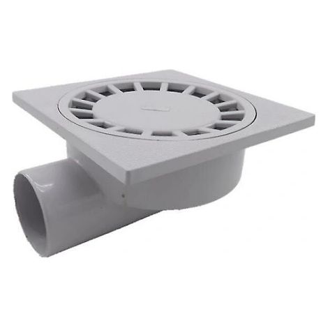 Bonde de sol de 75 mm pour salle de bain/douche à l'italienne, en PVC blanc, sortie 200 mm x 200 mm, 1 pièce (1/5)