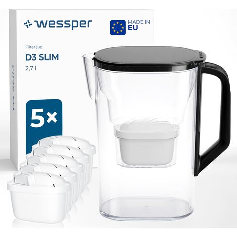 Carafe filtrante porte de réfrigérateur 2,7l, de 6 filtre - Noir (1/2)