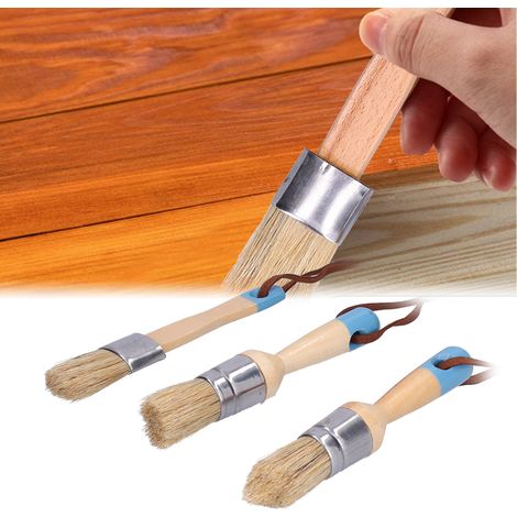 Lot de 3 pinceaux à manche en bois pour la peinture de meubles et de murs, projets de bricolage et décoration intérieure (1/5)