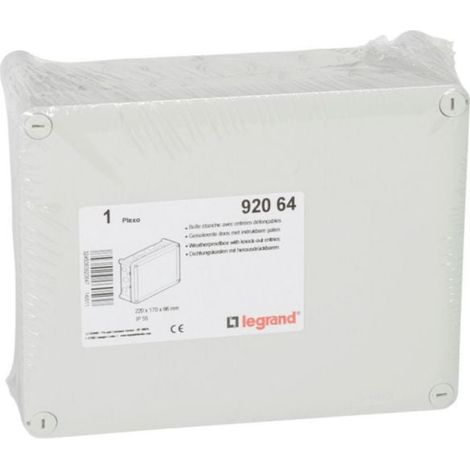 Boîte de dérivation rectangulaire pour presse-étoupe Plexo dimensions 220x170x86mm - gris RAL7035 - LEGRAND
