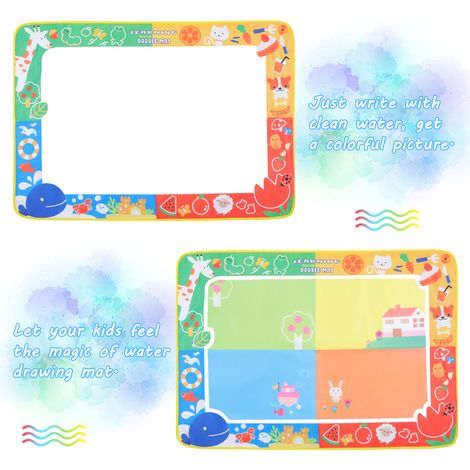 Tapis d'écriture et tableau de peinture pour tout-petits avec 4 stylos magiques et 4 moules à dessiner (1/5)