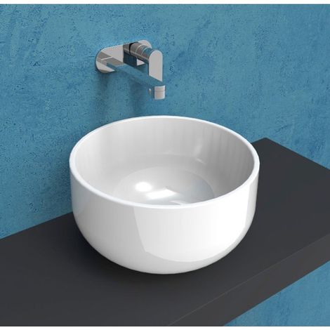 Lavabo Saltodacqua appoggio salvaspazio 42 tondo in ceramica di