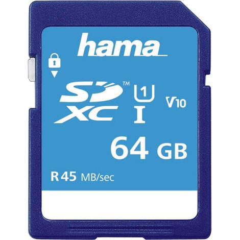 Hama 64GB SDXC Class 10 UHS-I Karte 45MB/s Speicherkarte