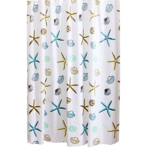 Rideaux de Douche Imperméable Anti-moisissure PEVA étoile de mer Rideaux décoratifs de Salle de Bains pour la Maison et l\'hôtel (1/4)
