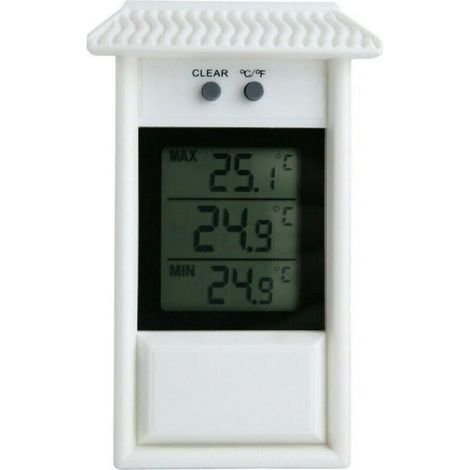Gewächshausthermometer, Digitalanzeige, Wandhalterung, wasserdicht, Max.-Min.-Temperatur für drinnen und draußen (weiß) (1/4)