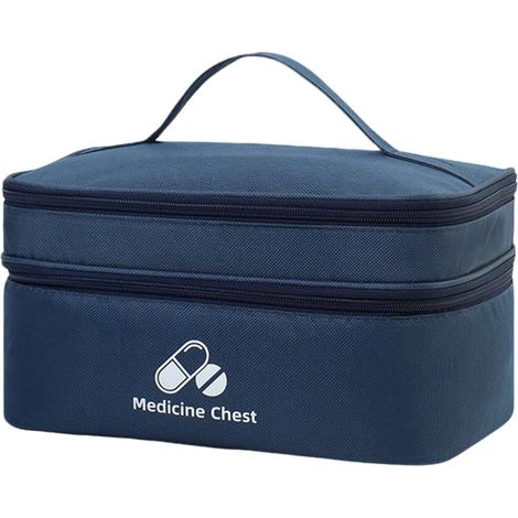 Sac de Trousses de Premiers Soins, Sac de Pharmacie de Voyage Portable, Organisateur de médicaments avec Fermeture éclair(Bleu foncé) (1/5)