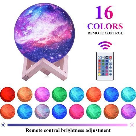 Lampe Lune 3D,Veilleuse LED Lampe Luna Tactile 16 Couleurs avec Télécommande 15CM Moon Lamp USB Rechargeable pour Chambre Salon Café Cadeau Anniversaire Noël (1/5)